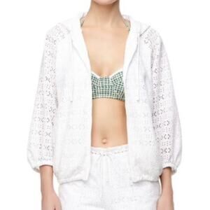TORY BURCH White Eyelet Terry Jacket